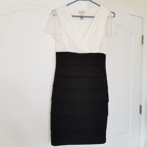 Enfocus Studio White & Black ruffle dress size 6